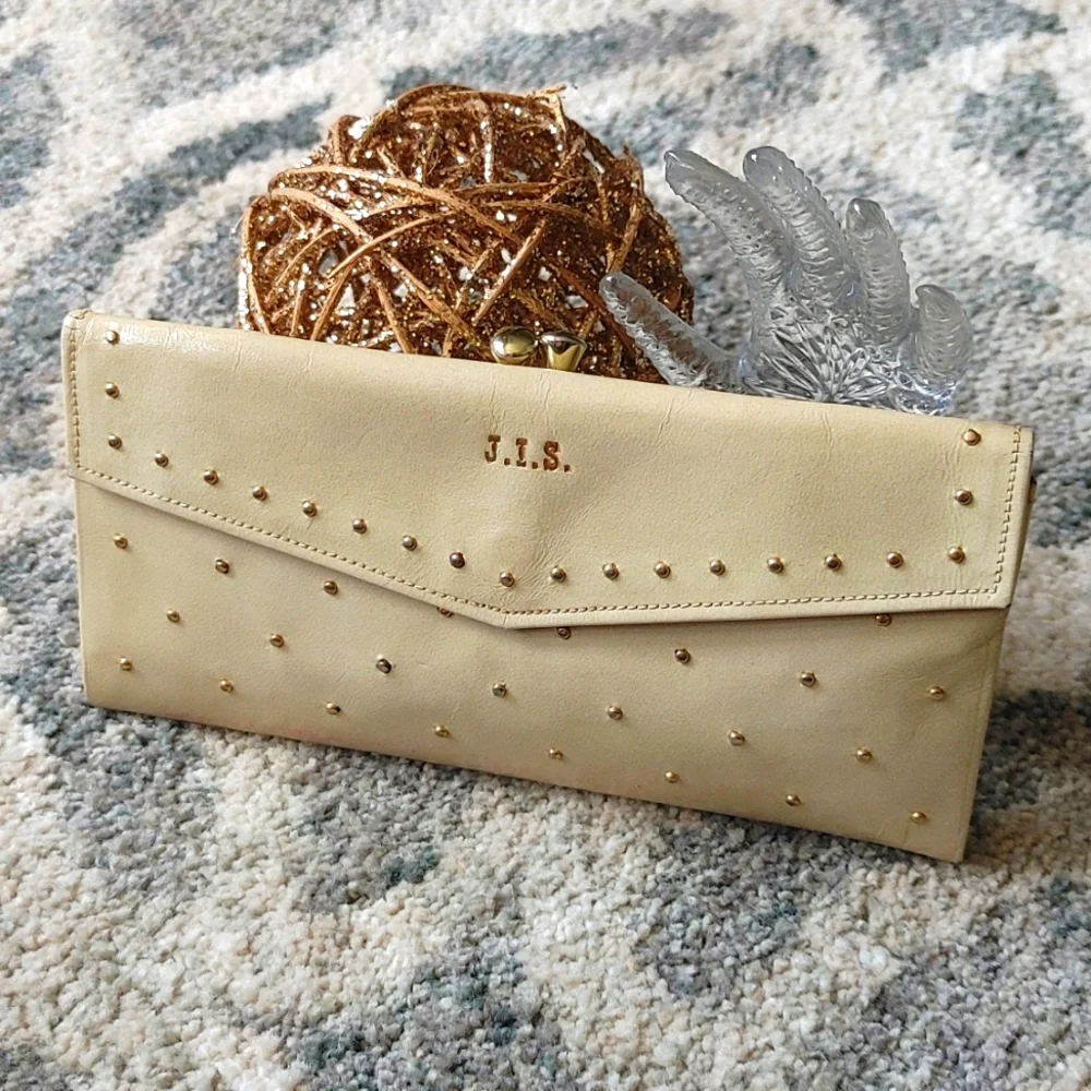 Princess Gardner Gahna Cowhide Gold Studded Womens Coin Purse Wallet